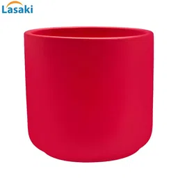 LASAKI Zeno Red Textured Cylindrical Ceramic Planters image 3