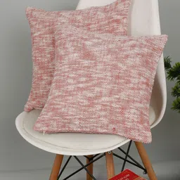 eyda Pink & White 2-Pieces Abstract Cotton Square Cushion Covers image 3