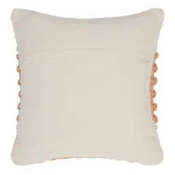 eyda 2 Pcs White & Peach-Coloured Quirky Cotton Square Cushion Covers image 4