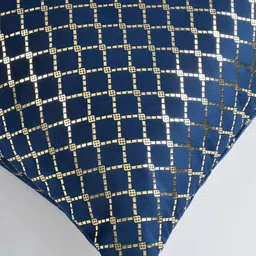 BIGGER FISH Blue 5 Pieces Printed Velvet Square Cushion Covers image 3