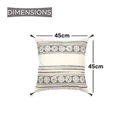 Ode & Cleo Off White & Grey 2 Pieces Embroidered Cotton Square Cushion Covers image 5