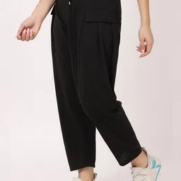 BAESD Women Relaxed Loose Fit Low-Rise Cotton Easy Wash Pleated Regular Trousers image 3