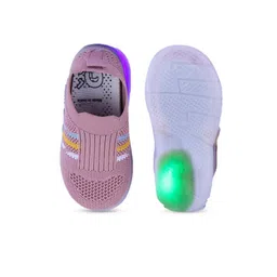 NEOBABY Kids Striped First Walking LED Lightweight Slip-On Sneakers image 3