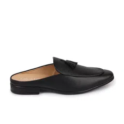 FAUSTO Men Textured Tassels Detail Lightweight Leather Mules image 4