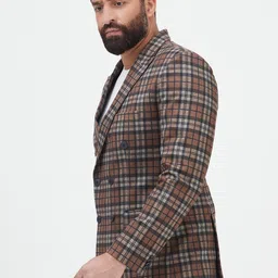 MR BUTTON Men Checked Double-Breasted Slim-Fit Blazers image 4