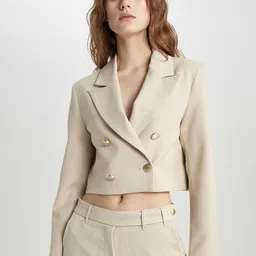 DeFacto Double Breasted Notched Lapel Crop Blazer image 2