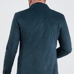 MR BUTTON Men Green Printed Slim-Fit Single-Breasted Blazer image 2