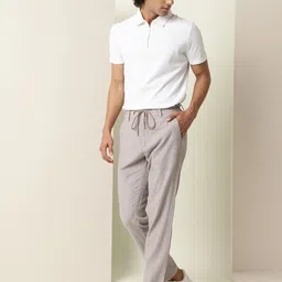 RARE RABBIT Men Striped Mid Rise Slim Fit Cotton Trousers-picture-24