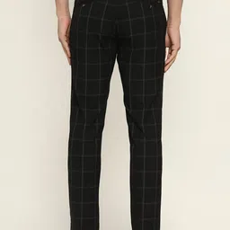 Blackberrys Men Checked Slim Fit Low-Rise Trousers image 2