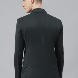 MR BUTTON Men Green Solid Slim-Fit Double Breasted Formal Blazer image 5