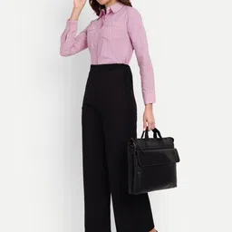 Next One Women Smart Loose Fit High-Rise Easy Wash Formal Trousers image 3
