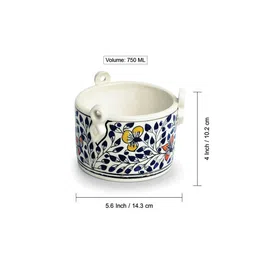 ExclusiveLane Set Of 2 Indigo Vines White & Blue Hand-Painted Ceramic Table Planters image 4