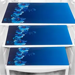 REVEXO Blue & White 6 Pieces Printed Fridge Cover With Mats image 4