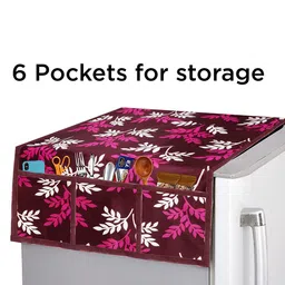 Dakshya Industries 5 Pieces Purple & Transparent Printed Refrigerator Covers image 2