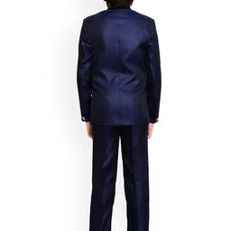 Jeetethnics Boys Navy Blue Solid Bandhgala 2-Piece Party Suit image 5