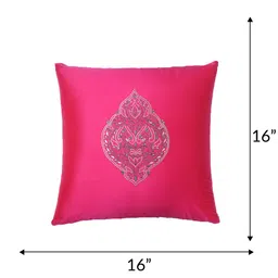 ZEBA Red & Pink 2 Pieces Embroidered Square Cushion Covers image 2