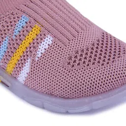 NEOBABY Kids Striped First Walking LED Lightweight Slip-On Sneakers image 5