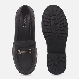 DressBerry Women Black Heeled Horsebit Loafers image 5