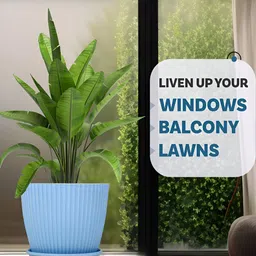 Kuber Industries Blue 4 Pieces Textured Flower Pot Planters With Tray image 2