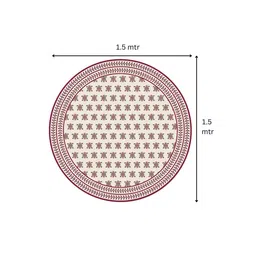 Astitva Maroon & Cream Coloured Floral Printed 4 Seater Round Shape Cotton Table Cover image 5