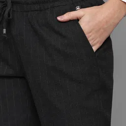 Allen Solly Woman Women Black Striped Trousers image 4