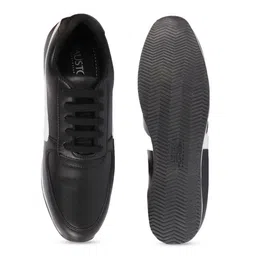 FAUSTO Men Black PU Lace Up Sneakers image 5