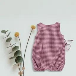 Biglilpeople Kids Magenta Checkered Rompers image 3