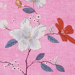 Arrabi Pink & Red Floral 300 TC Single Bedsheet with 1 Pillow Covers image 2