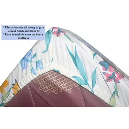 Stylista Blue & Off White Printed Cotton 400 TC Fitted Single Bedsheet With 1 Pillow Cover image 5