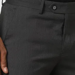 Peter England Men Plain Flat-Front Slim Fit Formal Trouser image 5