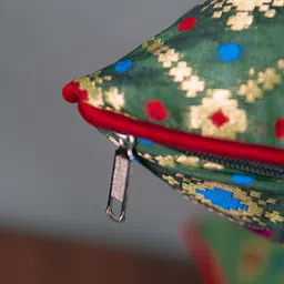 RoyalDeco Assorted Red & Green 3 Pieces Ethnic motifs Brocade Square Cushion Covers image 5