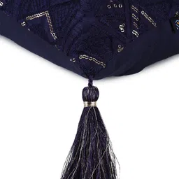 Mezposh Set of 5  Navy Blue Ethnic Motifs Square Cushion Covers image 5