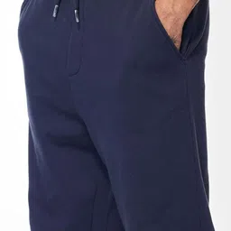 Snitch Men Navy Plain Relaxed-Fit Pure Cotton Joggers image 3