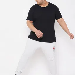 ARDEUR Men Plus Size Off White Typography Printed Regular-Fit Pure Cotton Joggers image 5