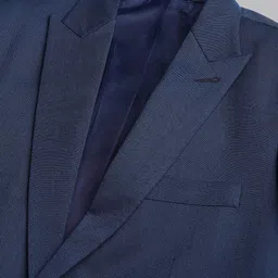 MR BUTTON Men Blue Solid Blazer image 4