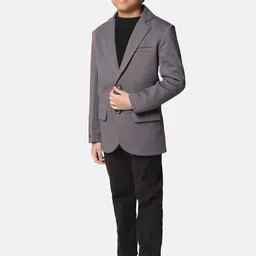 TAHVO Boys Self Design Cotton Single-Breasted Casual Blazer image 5