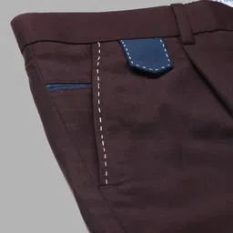 MR BUTTON Men Maroon Slim Fit Trousers image 3