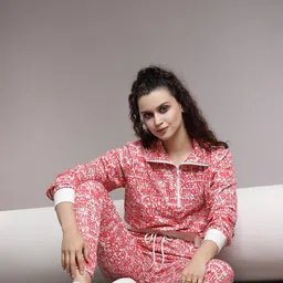 KASSUALLY Women Red Typography Printed Joggers image 5