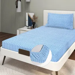 RD TREND Blue 210 TC Single Bedsheet with 1 Pillow Covers image 4
