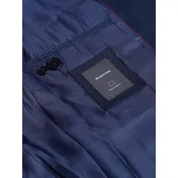 MR BUTTON Men Blue Solid Blazer image 2