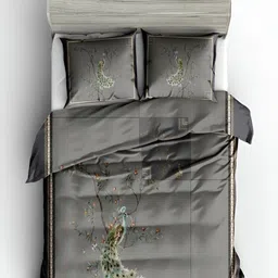 GAPU & BALY Grey & Green 120 TC King Bedsheet with 2 Pillow Covers image 2