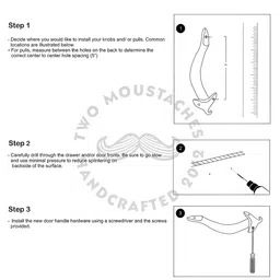 Two Moustaches 2-Pcs Brown Leaf Design Brass Door Handle image 4