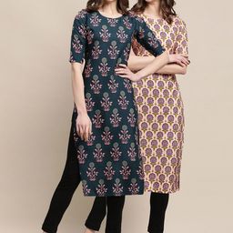 7threads KALINI Women Pack Of 2 Ethnic Motifs Crepe Kurta-picture-17