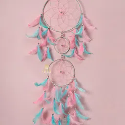 DULI Blue & Pink Dream Catcher With Lights & Feather image 4