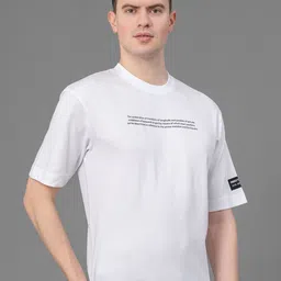 Red Tape Typography Printed Round Neck Antimicrobial Oversized T-Shirt image 5