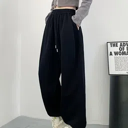 imsa moda Women Solid Black Track Pants image 2