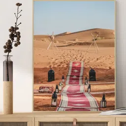 INDIAN CLASSIC ART Blue & Brown Desert Camp Moroccan Wall Art-image-65
