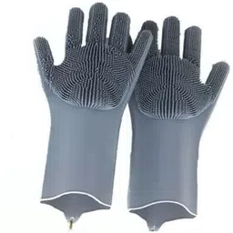 awesome look Grey Silicon gloves for bathroom and kitchen easy to wash kitchen items safety from cold water in winter season and summer Wet and Dry Glove-picture-15