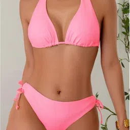 valardoh Solid Women Bikini Pink Swimsuit-picture-17