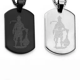 Hanuman Chalisa Silver & Black Combo for Men | Silver Alloy, Stainless Steel Pendant Set-image-81